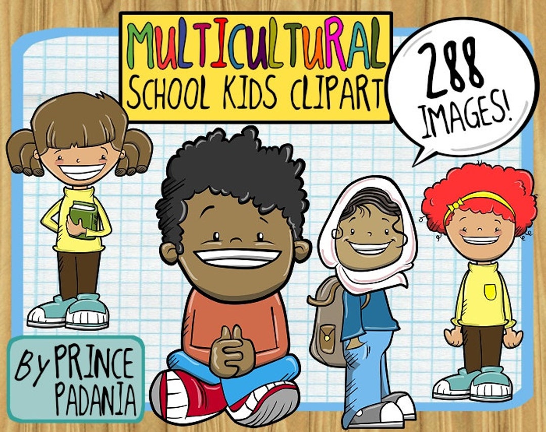 Multicultural School Kids / Students / Children Clip Art - Etsy