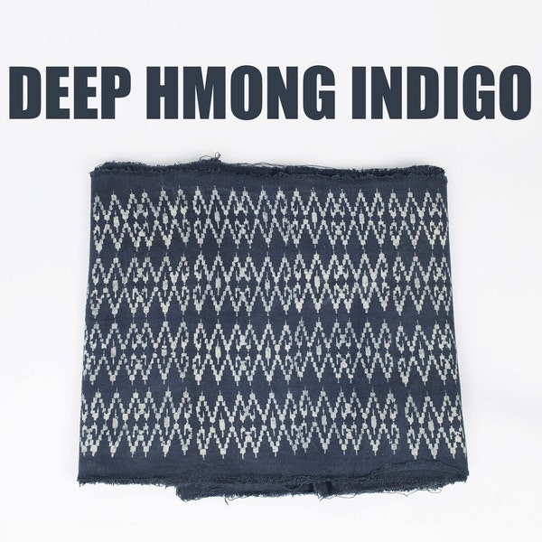Deep Hill Tribe Indigo Fabric - Hill Tribe Fabric Cotton - Hmong Fabric - Indigo Fabric Yardage - Indigo Table Runner Hmong Batik