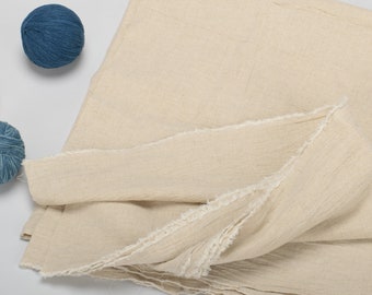 Flat Natural Linen Fabric - The Classic Natural Linen Blend, Plain Linen, Soft Linen Textile -  Natural Plain Cream Flat Linen Cotton Yard