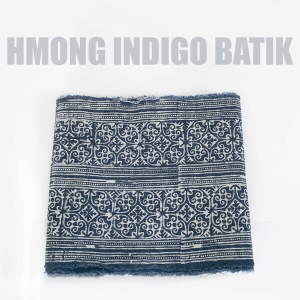 Hill Tribe Indigo Fabric - Hill Tribe Fabric Cotton - Hmong Fabric, Blue Fabric Yardage - Indigo Table Runner Hmong Batik Ethnic Thai Fabric
