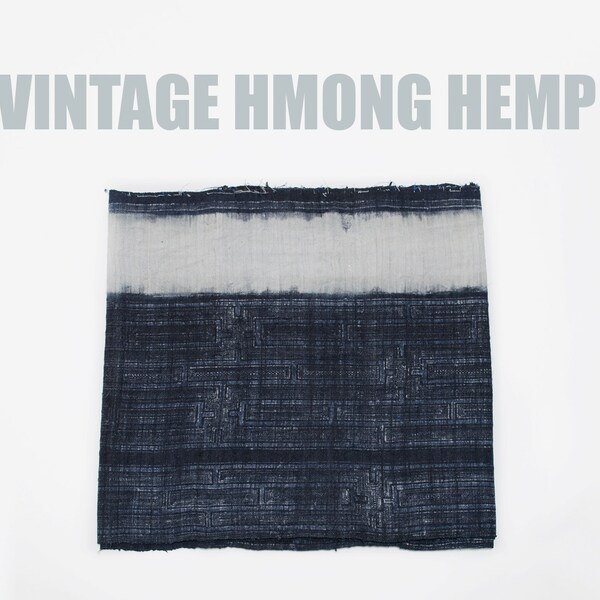 SALE - 1/2yd Vintage Hmong Hill Tribe Hemp Fabric - Hill Tribe Fabric - Hmong Fabric, Indigo Fabric - Handspun Handwoven Ethnic Batik Fabric