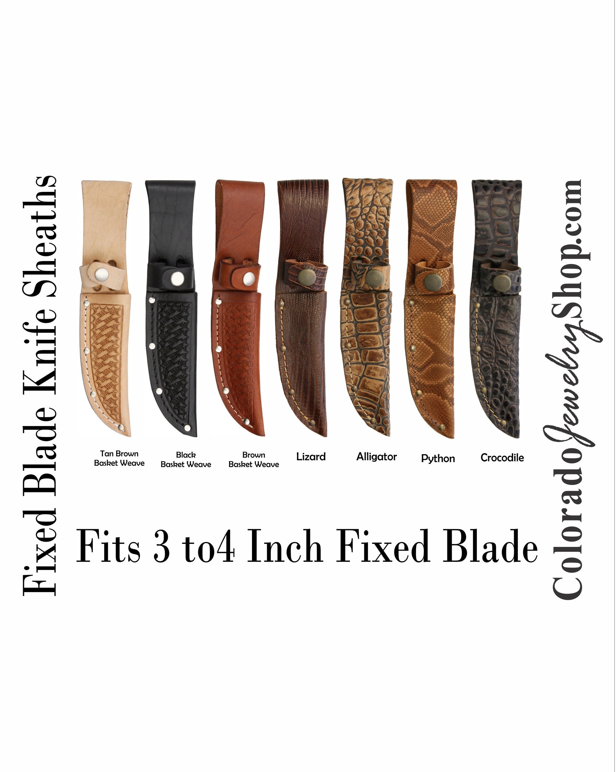 Custom USA Brown Leather Fixed 3 Blade Dagger Knife Boot Belt Clip Sheath  - ePrague, LLC