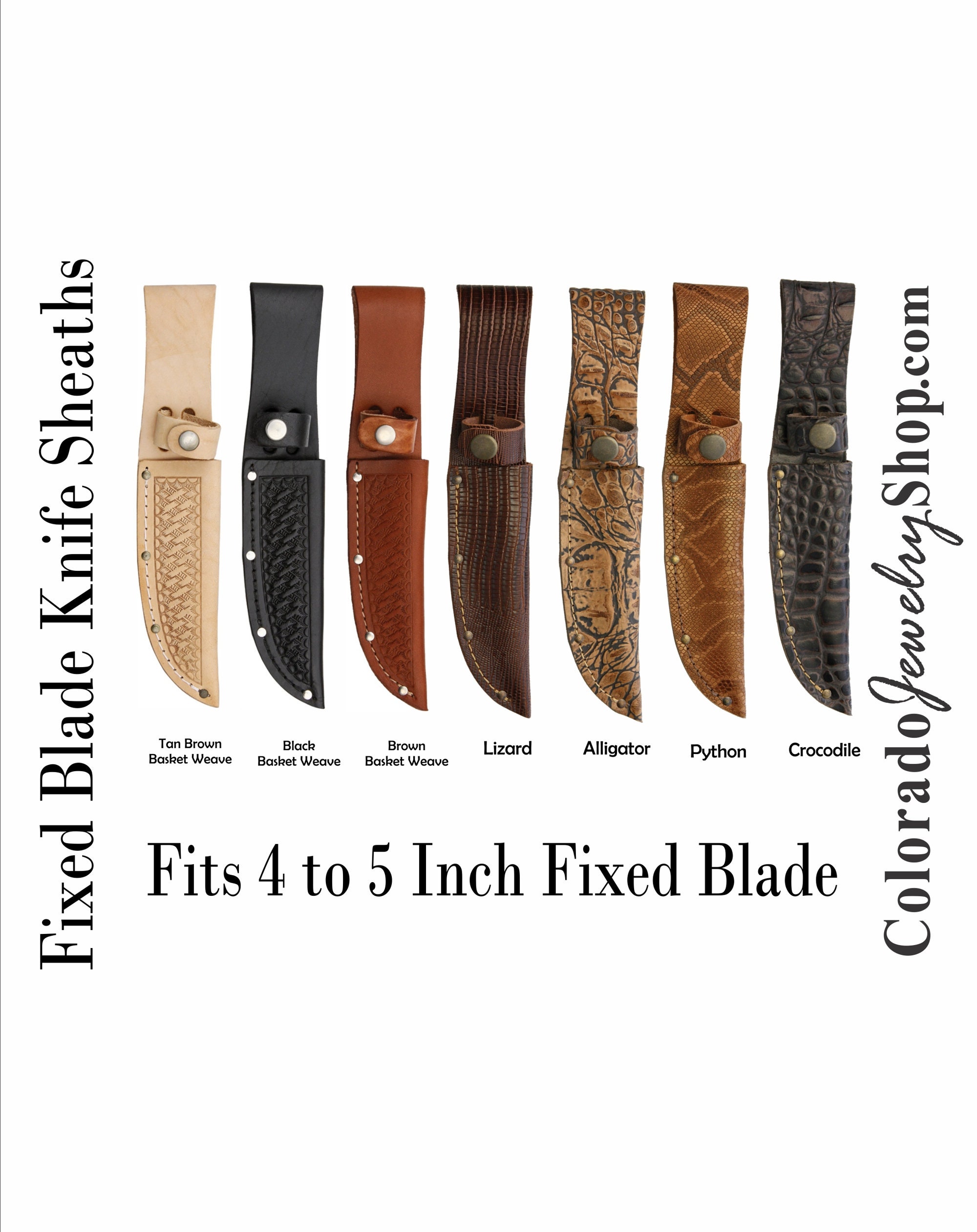 Bovine Leather, cow , Basketweave or Patterns That Match Other Animal  Leathers Leather Belt Sheaths Fit Fixed Blade Knives 4 to 5 