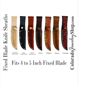 Bovine leather, [Cow] , Basketweave or patterns that match other animal leathers - Leather Belt Sheaths Fit fixed blade knives 4" to 5