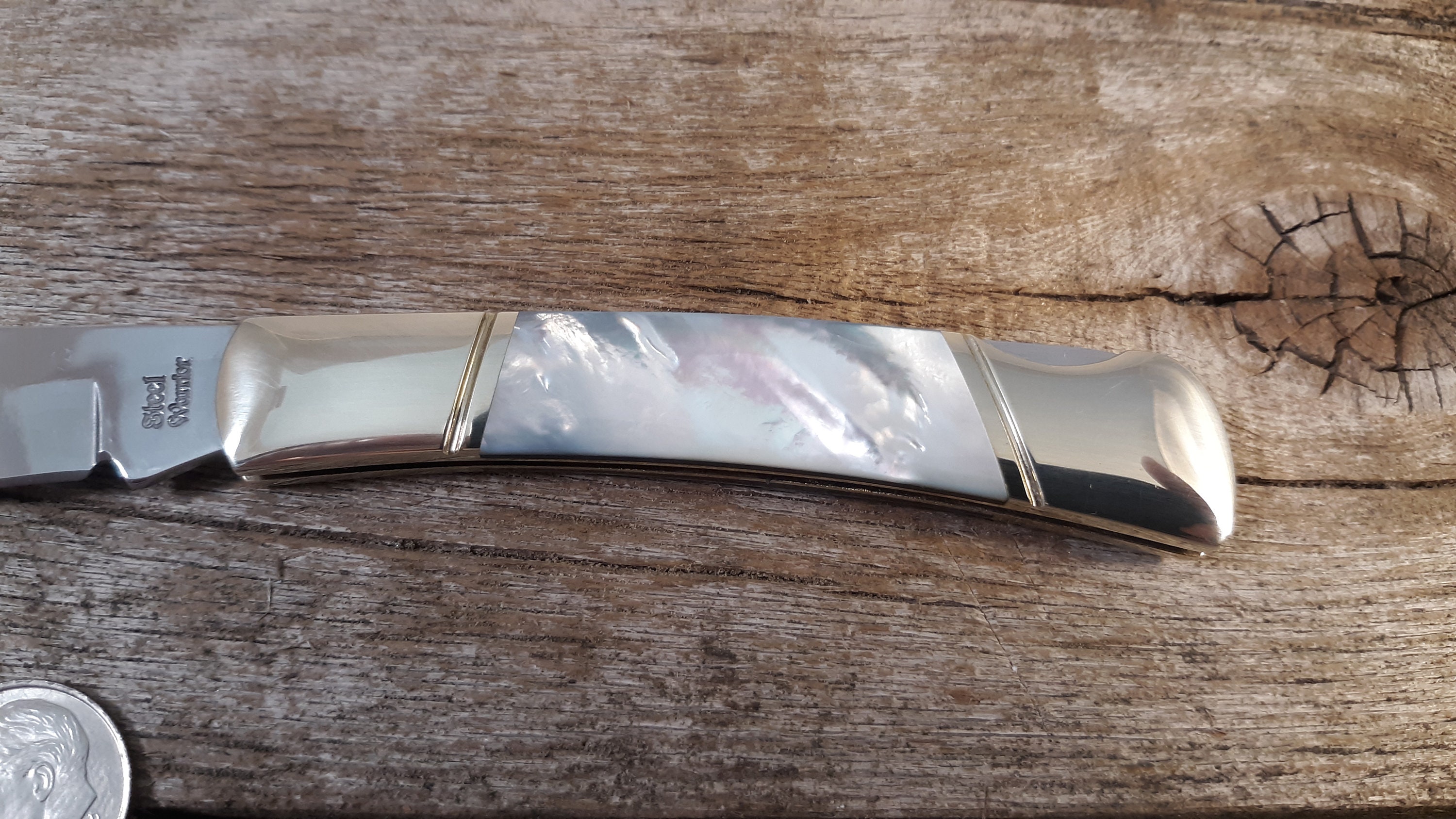 SO Custom Mother of pearl Handle knife SS blade 30th Etsy