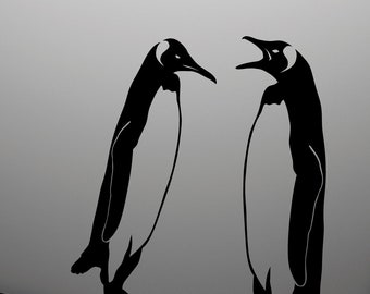 Penguin Pair Decal for any Smooth Surface, Laptop, Fridge, Car, etc from High QualityVinyl