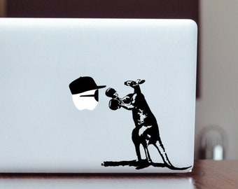 Kangaroo boxing with Apple Man High Quality Matted Vinyl Decal