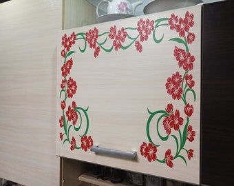 Fleur élégante, autocollant de décoration d'armoire de vignes Sakura pour la cuisine en vinyle de haute qualité