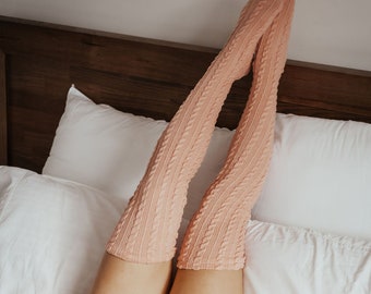 Womens over the knee socks, Ribbed knit socks above the knee, Thigh high socks plus size