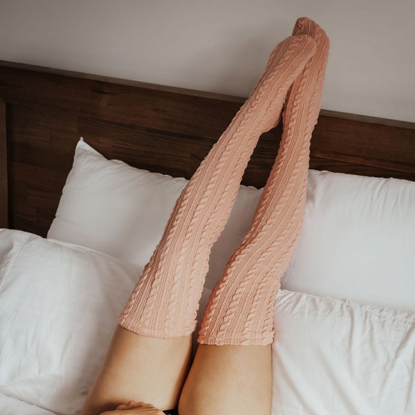 Womens over the knee socks, Ribbed knit socks above the knee, Thigh high socks plus size