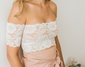 Bridal separates, Off the shoulder lace top