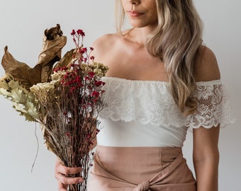 Haut en dentelle, haut de mariée pour robe de mariée décontractée