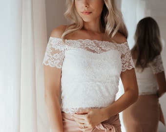 Bridal separates top, lace crop top