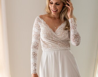 Crop top for casual wedding dress, Lace top for simple wedding dress