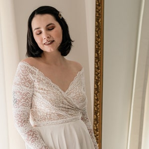 Nursing friendly bridal separates top, Off the shoulder lace top