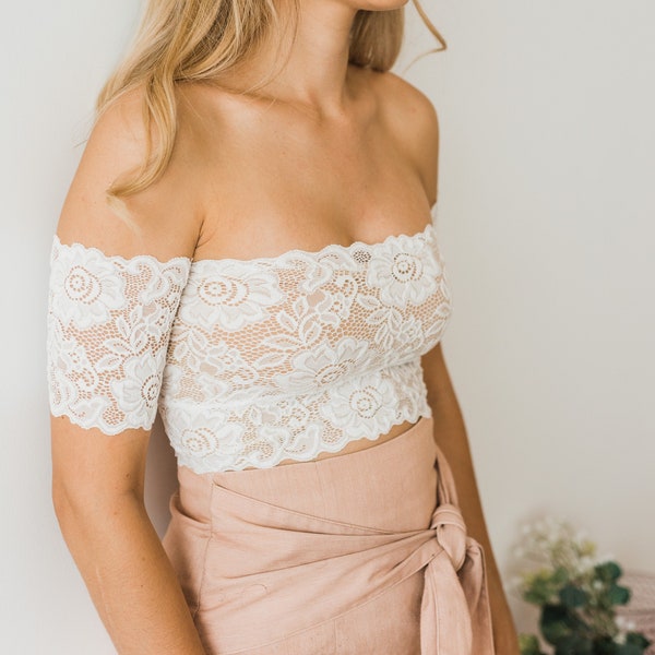 Bridal separates, Off the shoulder lace top