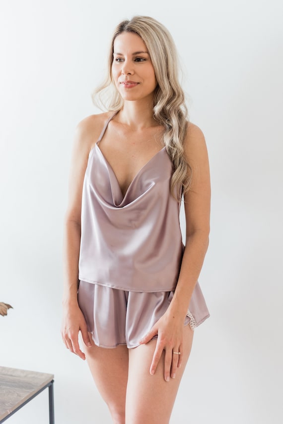 Satin french knickers camisole set sales