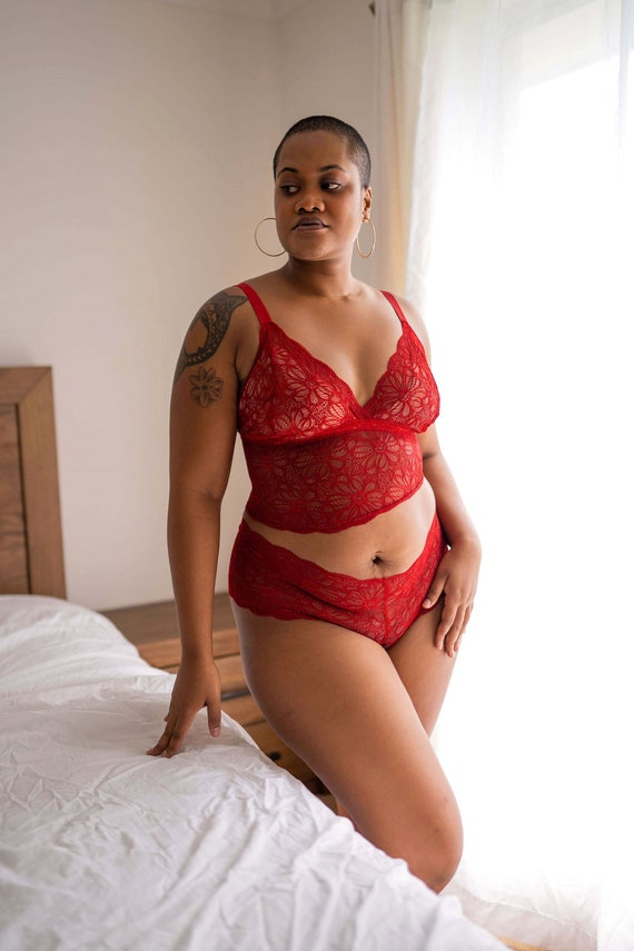 Buy Bralette With Lace Panties, Plus Size Lingerie Set Online in