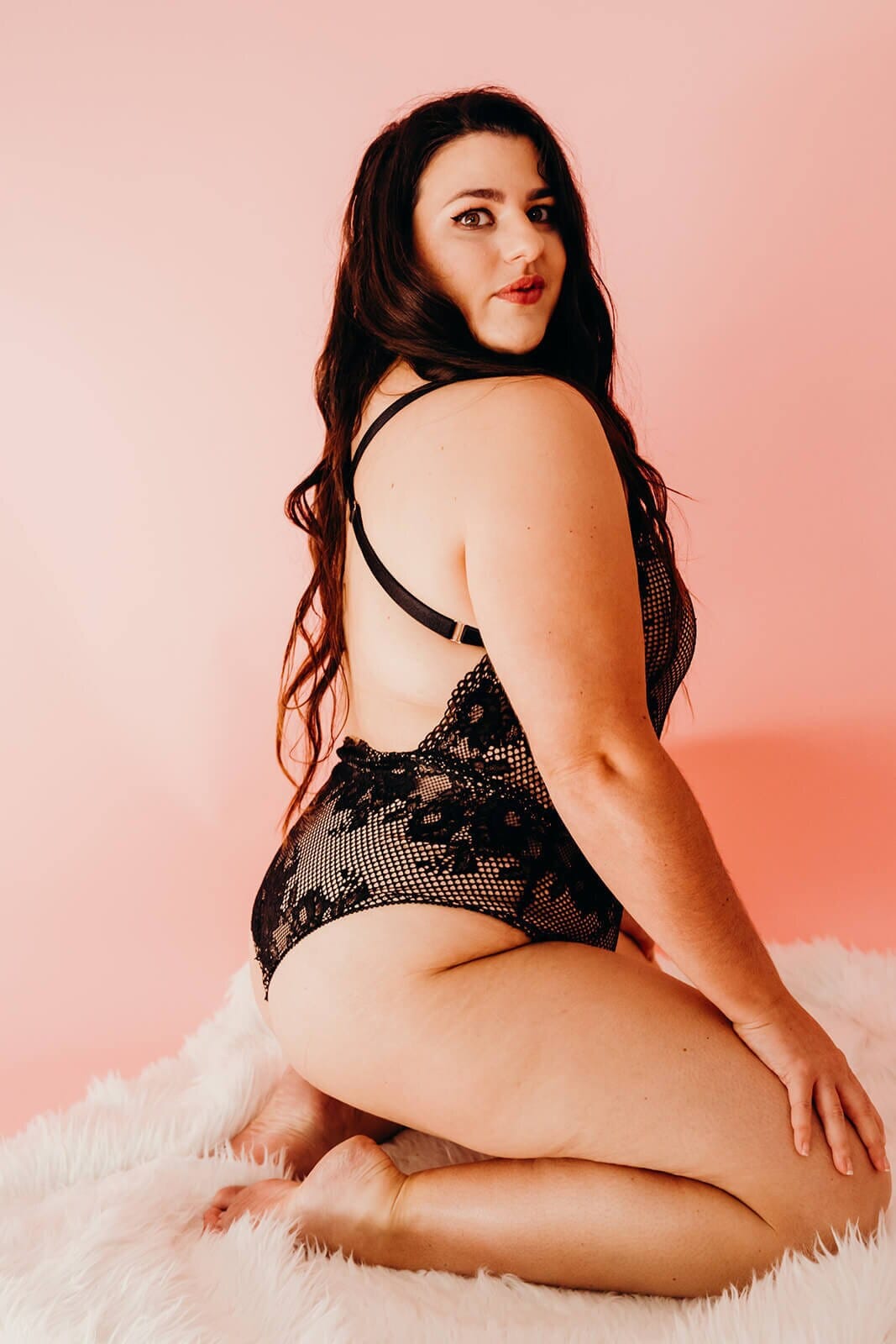 Zwarte kanten bodysuit, lingeriebody met grote maten