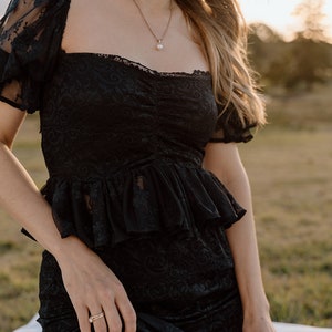 Long black skirt, Black lace skirt image 6