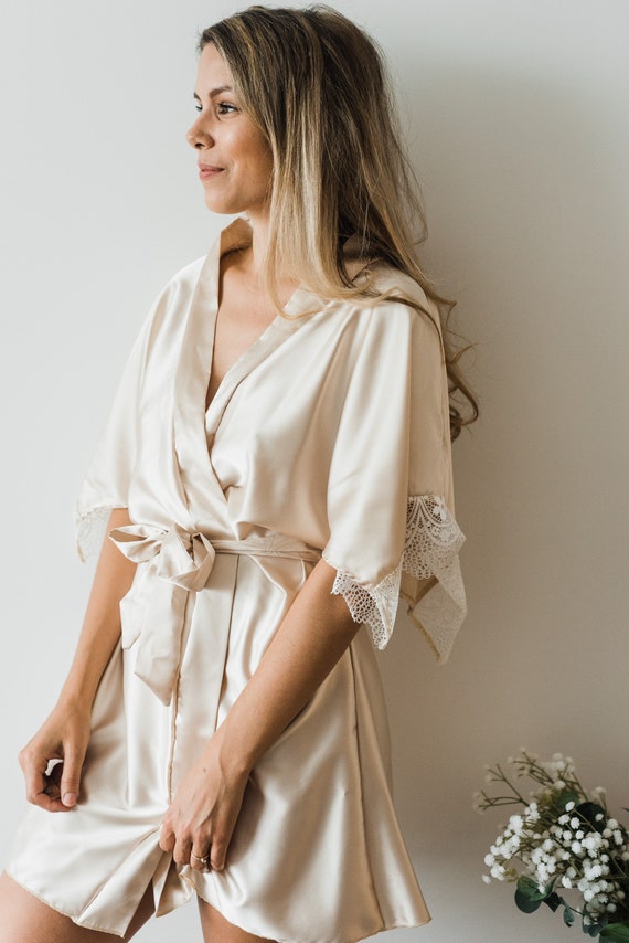 champagne satin robes