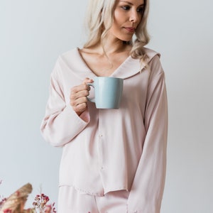 Personalised bamboo blend pyjamas, Custom monogrammed blush pink PJ set image 6