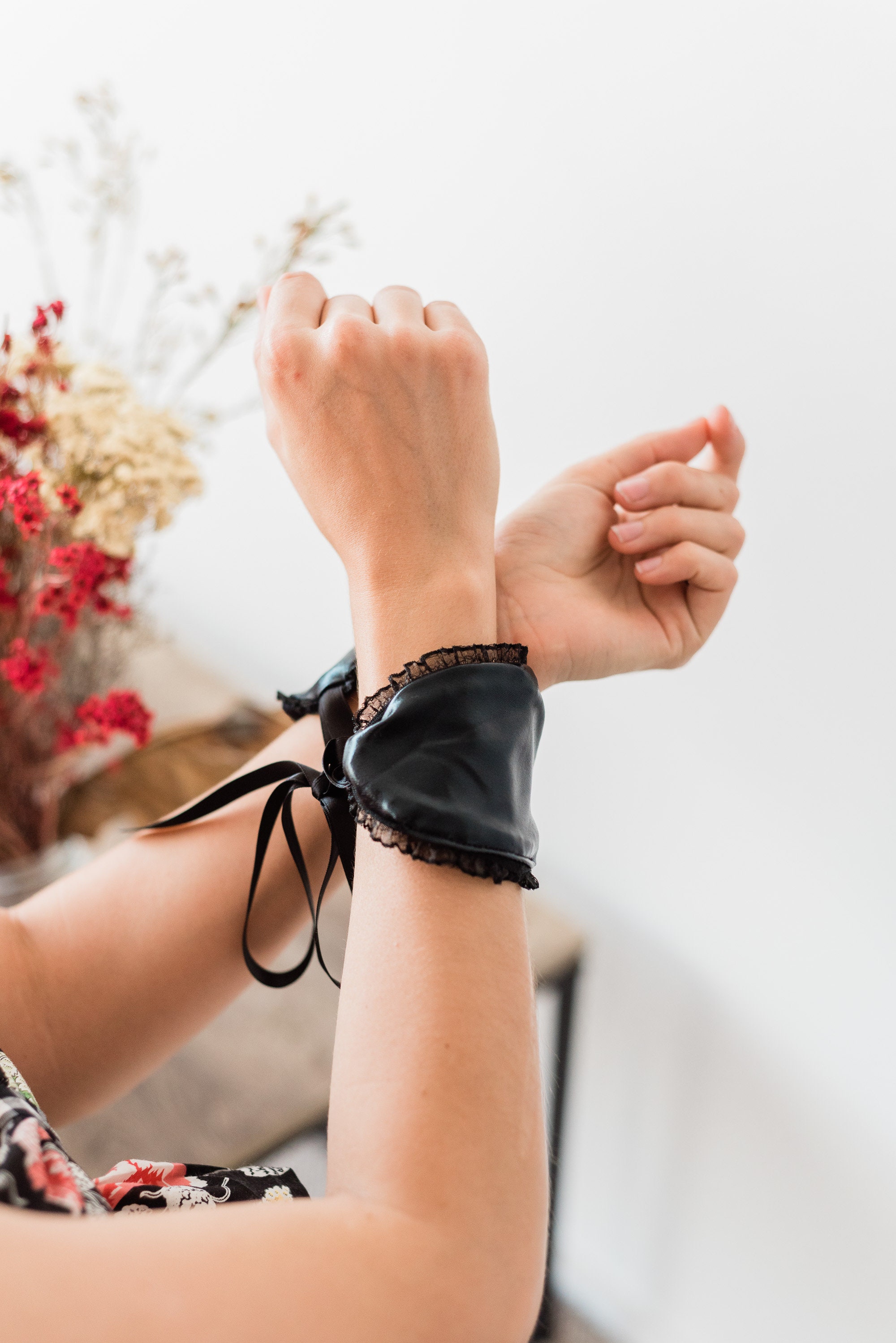 Sexy faux leather lingerie handcuffs Black leatherette | Etsy