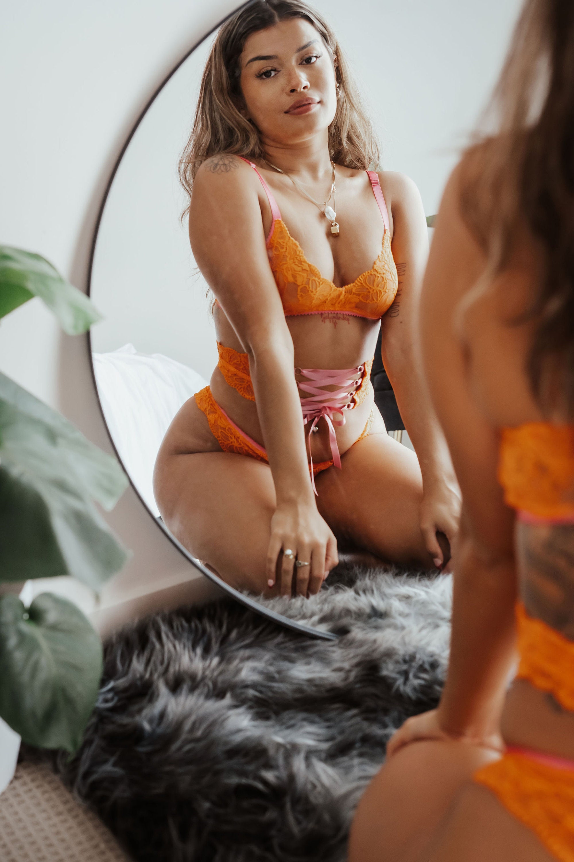 GREDEA Womens See Through Lace Embroidered Bra And Garter Set Sexy Orange  Lingerie With Garter Leg 213R From Lqbyc, $40.41