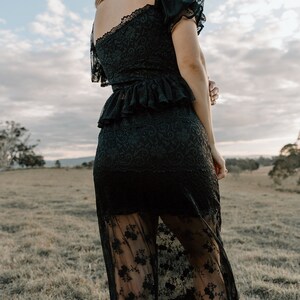 Long black skirt, Black lace skirt image 3