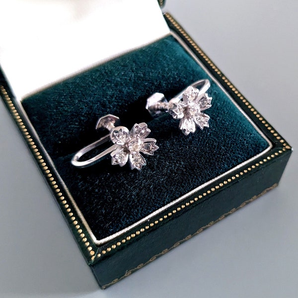 Vintage Silver Ciro Pearls Earrings - Art Deco Flower Earrings - Signed SCP
