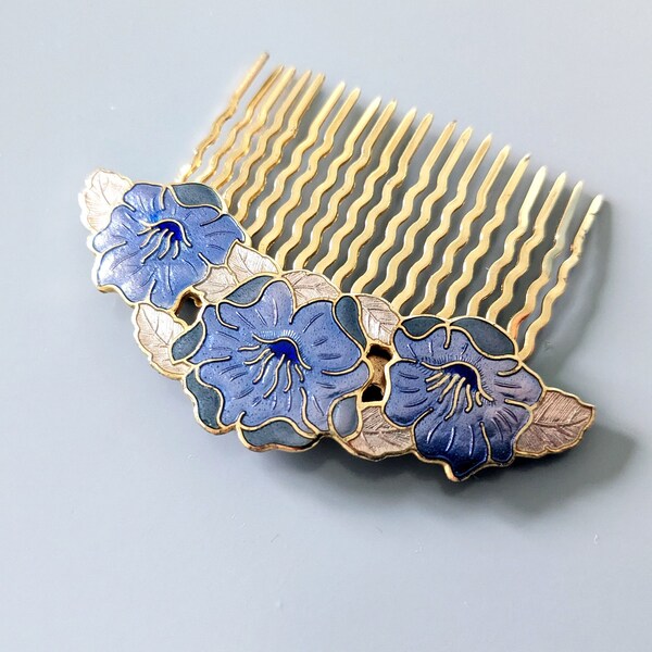 1980's Cloisonne Enamel Hair Comb by Fish & Crown