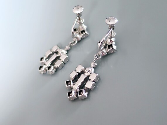 Sterling Silver Art Deco Drop Earrings - Signed P… - image 5