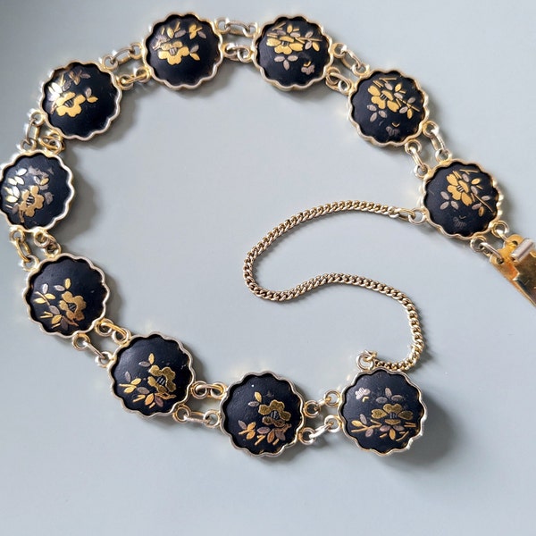 Vintage Signed AMITA Japanese Damascene Bracelet