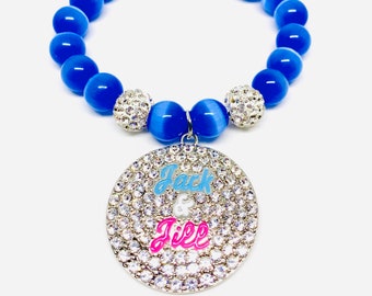 Round Crystal Jack and Jill Charm Bracelet - Light Blue