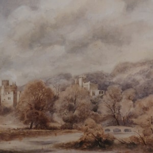 English watercolor landscape from 1920&#39;s, framed, 18x14&quot;