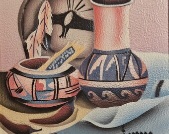 ネイティブアメリカンのアーティストによる美しい南西部の絵画2点