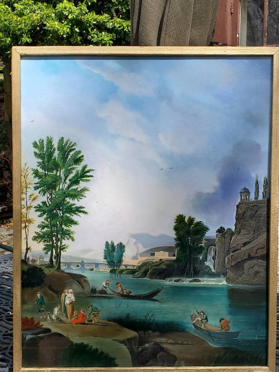 Romantic Landscape in the Style of Richard Wilson, Original Oil