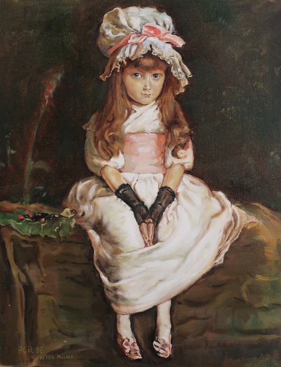 チェリー・ライプ、1879年のミレーの絵画のオリジナル油彩複製。署名