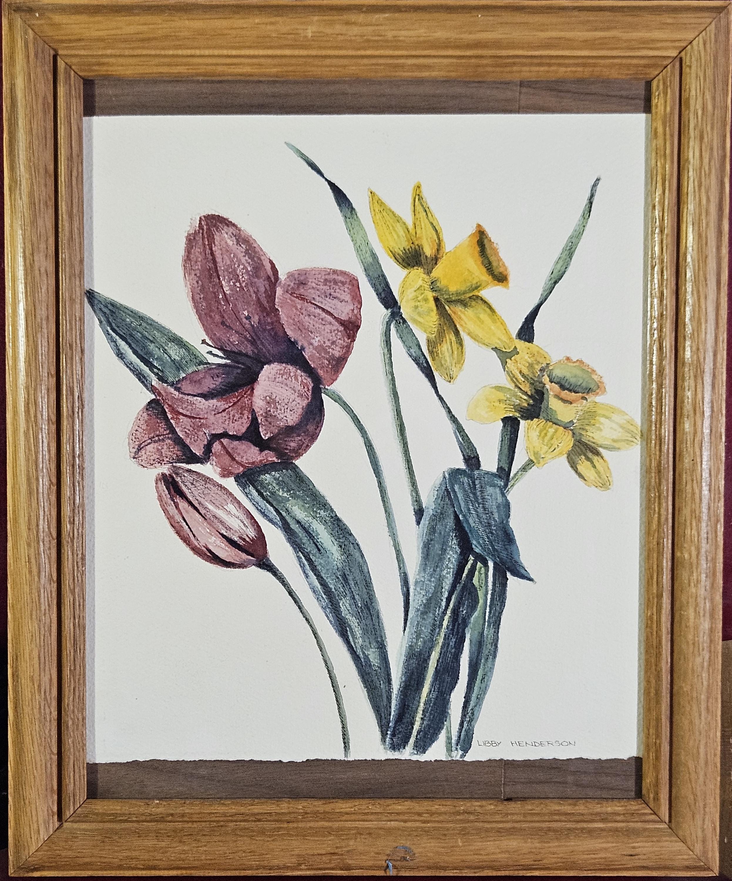 Tulips and Daffodils, Original Watercolor by Libby Henderson