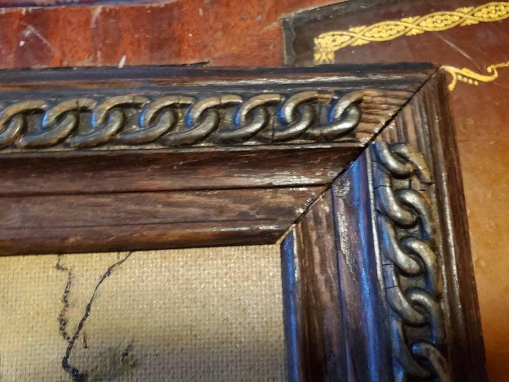 Country House in the Snow, Antique Oil Painting, Signed, Framed, 21x16