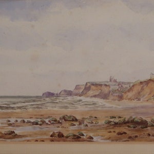 Study of a head on the Yorkshire Coast, original watercolor, framed, 12x10&quot;
