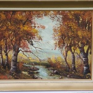 Autumn Stream, original signed painting, framed, 19X15"