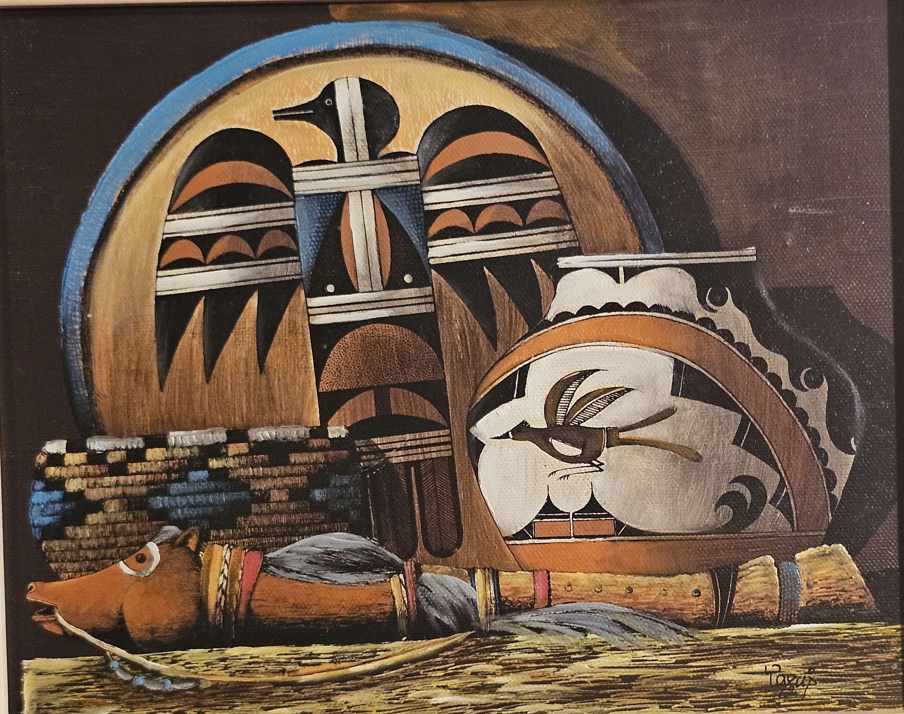 ネイティブアメリカンのアーティストによる美しい南西部の絵画2点