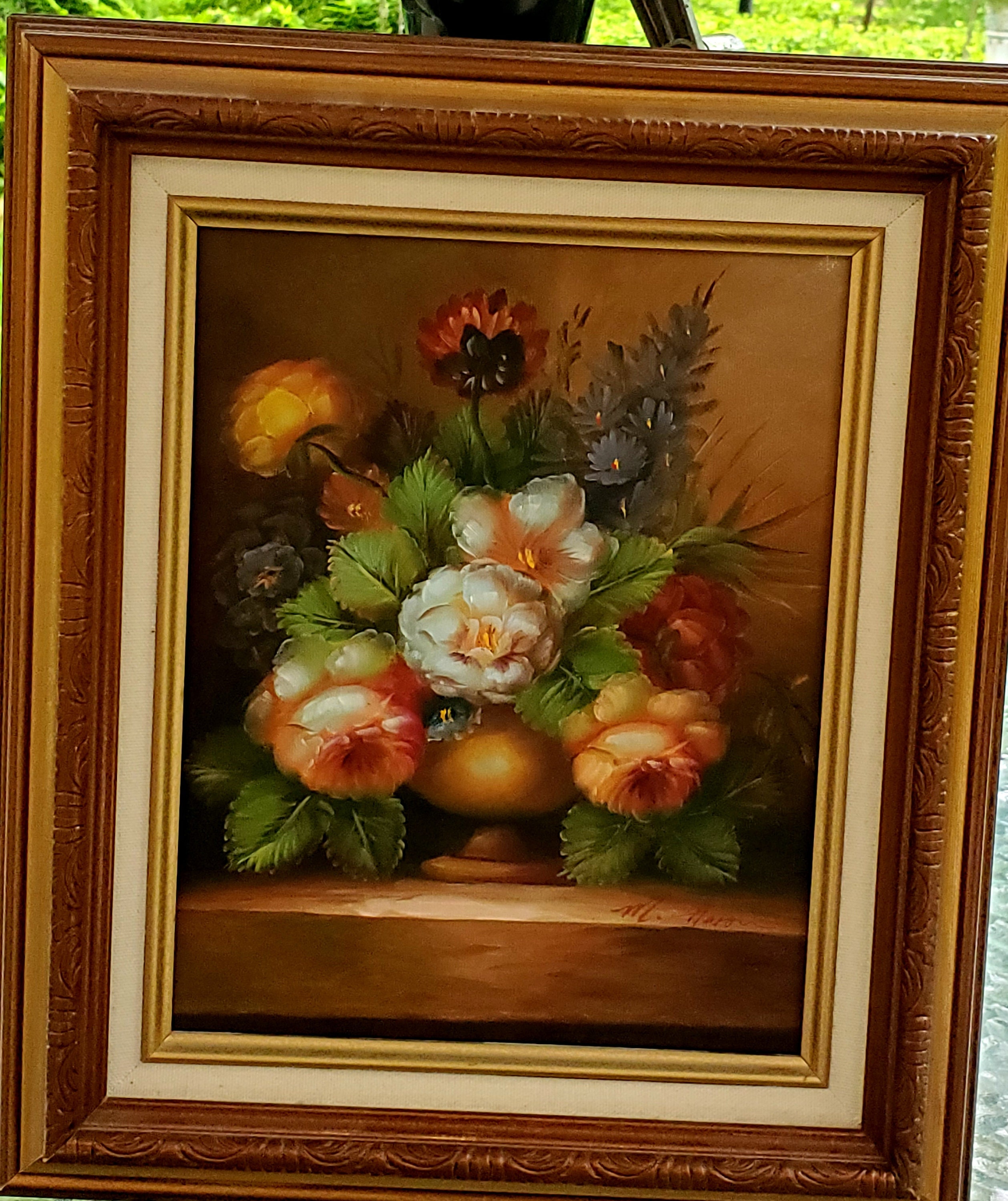 Vase of flowers original painting framed and signed Etsy