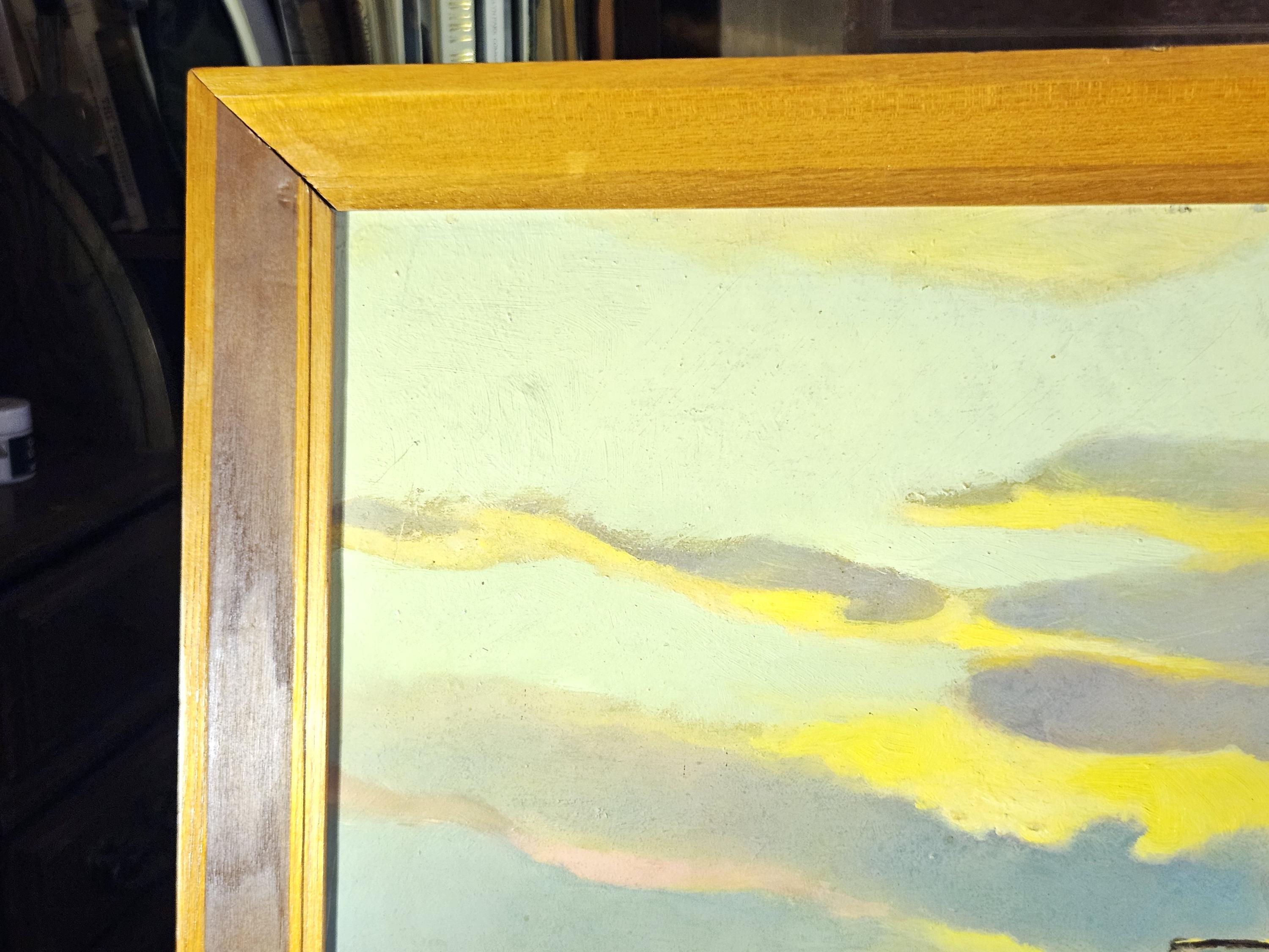 夕焼けの漁船、油彩、額入り、30x25インチ - Etsy 日本