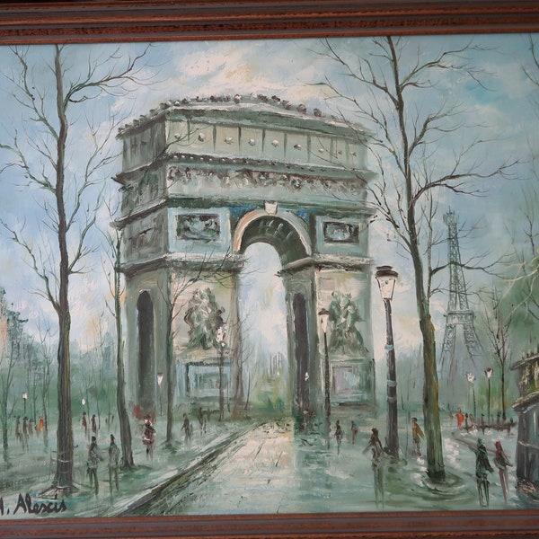 Arc de Triomphe, une huile sur toile originale, signée, encadrée, 24X20 »