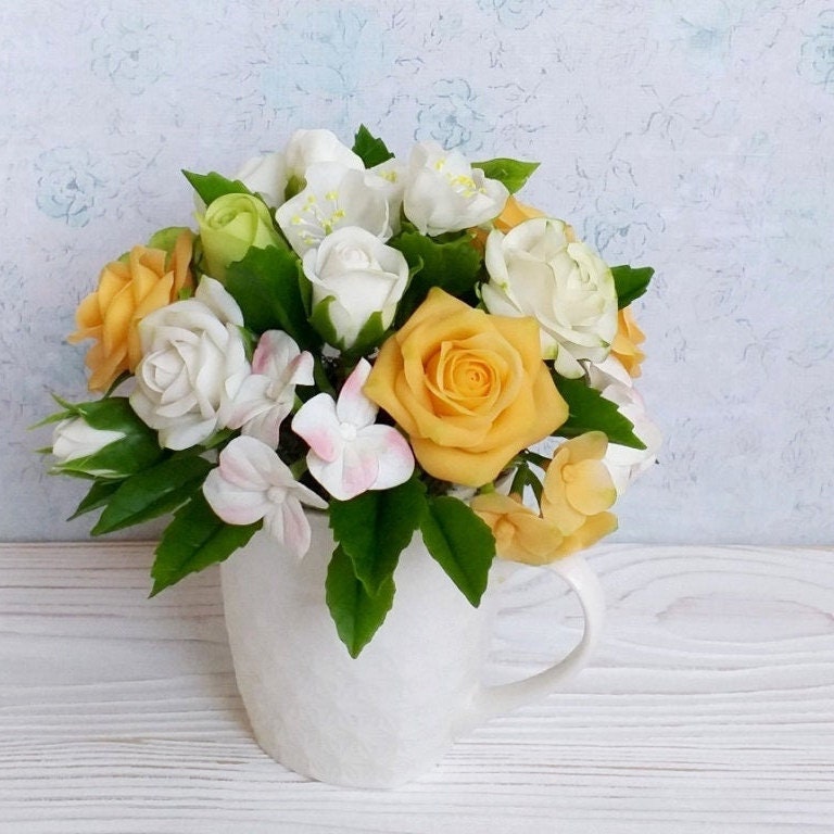 Polymer Clay Flowers Bouquet, Hand Modeling, Housewarming Gift - Etsy