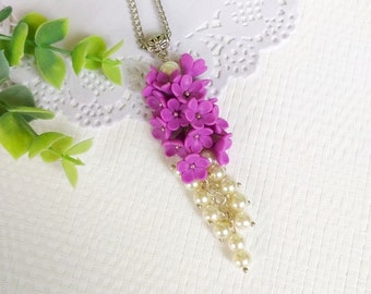 Lilac Flower Necklace, Flower Pendant, Purple Flower Pendant, Necklace For Women