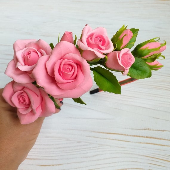 pink flower tiara