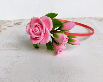 Handmade Blush Rose Flower Crown - Wedding Hair Wreath